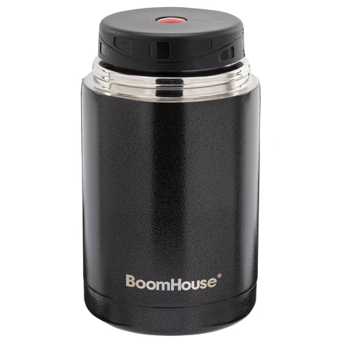 Термос 1 л для еды/напитков с широким горлом, BOOMHOUSE (БУМХАУС) LUNCH, нержавеющая сталь SUS304, черный, 700327