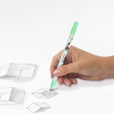 Карандаш механический цанговый 2 мм, с принтом кросс-серия МИЛЫЕ КОТЫ, BRAUBERG, HB, встроенная точилка, корпус ассорти, 182108