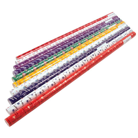 Бумага упаковочная подарочная мелованная "Funny Notes", 70x100 см, 10 дизайнов ассорти, ЗОЛОТАЯ СКАЗКА, 591919