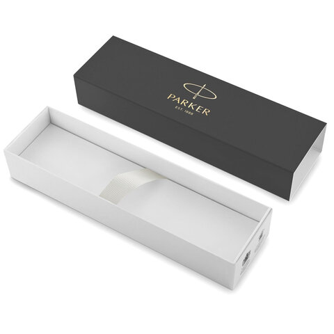 Ручка перьевая PARKER "Jotter Originals Black Chrome CT", корпус черный, детали из нержавеющей стали, синяя, 2096430