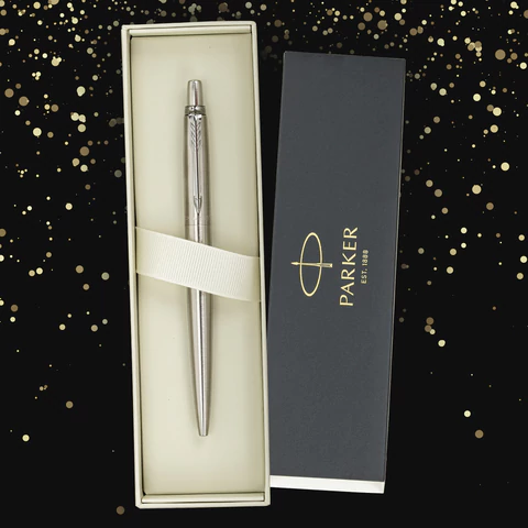 Ручка шариковая PARKER "Jotter Core Stainless Steel CT", ежедневник А5 черный, пакет, 880891