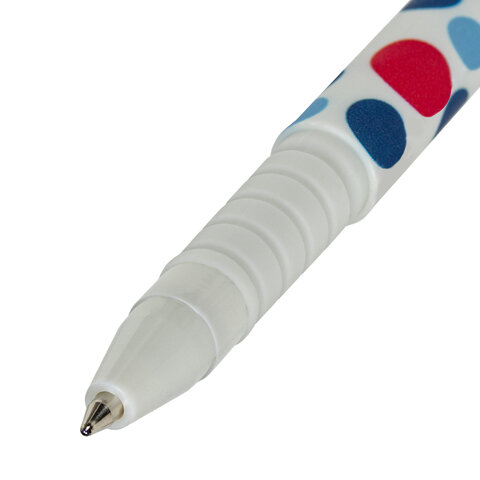Ручка шариковая BRAUBERG SOFT TOUCH GRIP "DOTS", СИНЯЯ, мягкое покрытие, ассорти, узел 0,7 мм, 143722