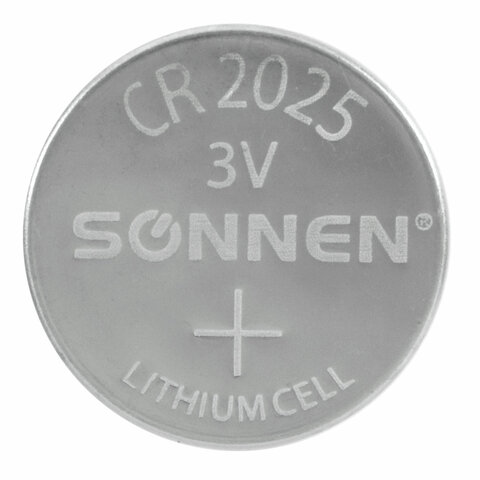 Батарейки литиевые SONNEN Lithium CR2025, "таблетки, дисковые, кнопочные", КОМПЛЕКТ 2 шт., блистер, 457139