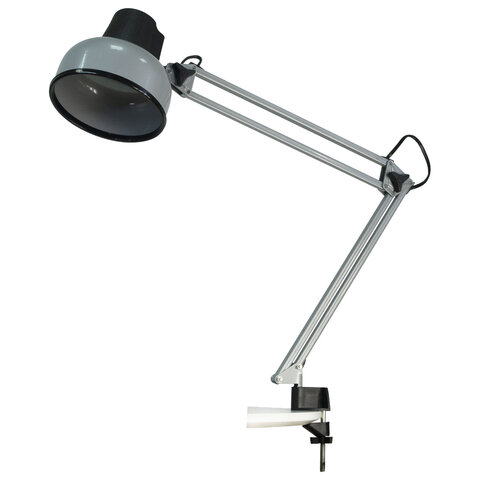 Настольная лампа светильник Бета на струбцине, цоколь Е27, серебро
