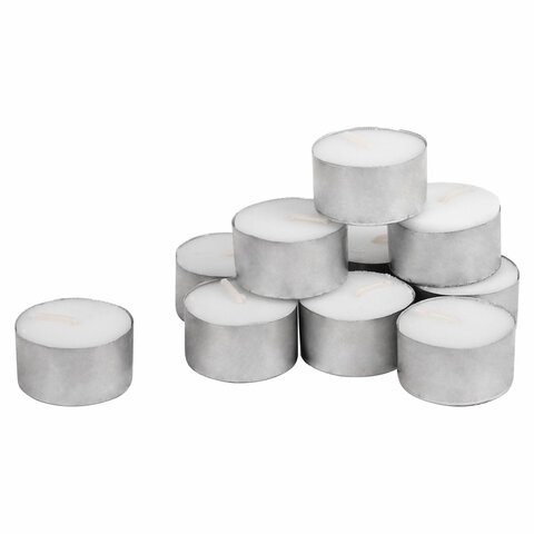 Свечи чайные Maxi Life, до 8 часов горения, вес 21 г, КОМПЛЕКТ 10шт., в гильзе, LAIMA, 609201