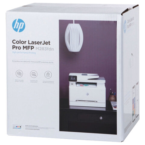 МФУ лазерное ЦВЕТНОЕ HP Color LaserJet Pro M283fdn "4 в 1", 21 стр./мин., 40000 стр./месяц, ДУПЛЕКС, сетевая карта, 7KW74A