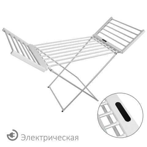 Сушилка для белья напольная, электрическая, раскладная, 3 зоны сушки, алюминиевая, таймер/регулировка темп. 45-70 °С, LAIMA HOME, 700979
