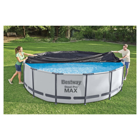 Тент для бассейнов каркасных и с надувным бортом "Fast Set", диаметр 366 см (D 370 см), BESTWAY, 58037