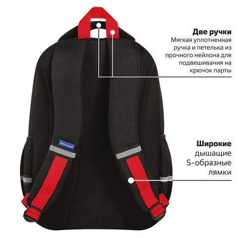 Рюкзак BRAUBERG MOTION, 2 отделения, 3 кармана, "Calm capy", СВЕТЯЩИЙСЯ, 41х28х17 см, 272032