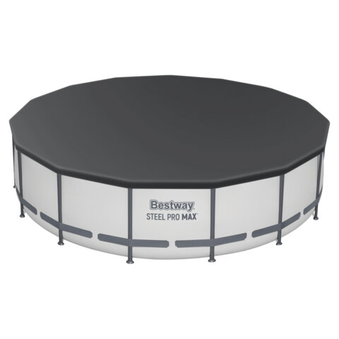 Каркасный бассейн, фильтр-насос 3028 л/ч, лестница, тент "Steel Pro Max" 457х107 см, 14970 л, усиленный каркас, BESTWAY, 56488
