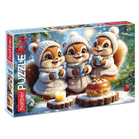 Пазл картонный 500 элементов АССОРТИ, 14 дизайнов, 330х480 мм, HATBER