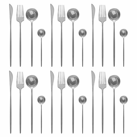 Набор столовых приборов UNIQUE 24 шт., 6 персон, серебристый, нержавеющая сталь, DASWERK (ДАСВЕРК), 609072