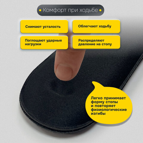 Стельки для обуви с ЭФФЕКТОМ ПАМЯТИ, материал MEMORY FOAM, размер RU 39-44 / EU 40-45, с линиями выреза, SHEGRA (ШЕГРА), 700745