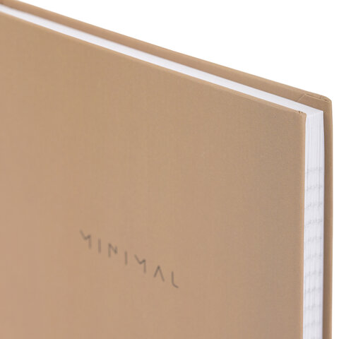 Блокнот А5 134х206 мм, 80 л., твёрдый, клетка, BRAUBERG "Minimal", бежевый, 116438