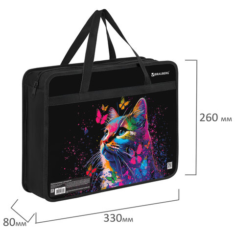 Папка на молнии с ручками BRAUBERG А4, 1 отделение, пластик, 80 мм, "Butterfly catcher", 272165