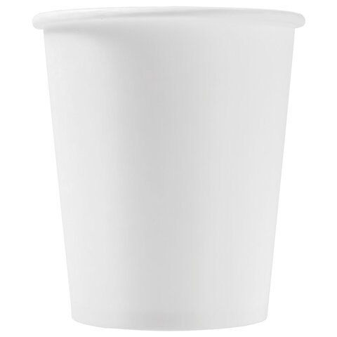 Стакан одноразовый бумажный 250 мл, КОМПЛЕКТ 50 шт., однослойные, белый, холодное/горячее, ФОРМАЦИЯ, HB80-280-0000