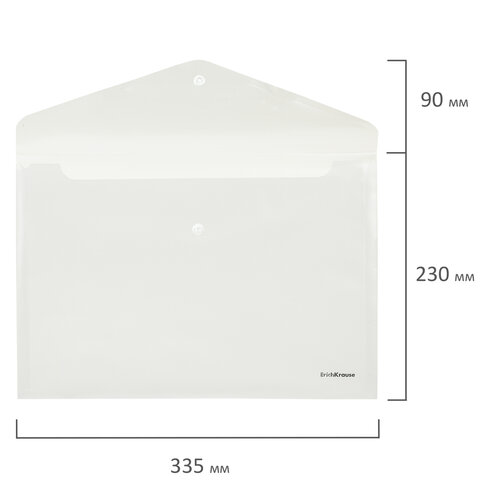 Папка-конверт с кнопкой ERICH KRAUSE "Fizzy Clear", А4, до 120 листов, прозрачная, 0,12 мм, 50172