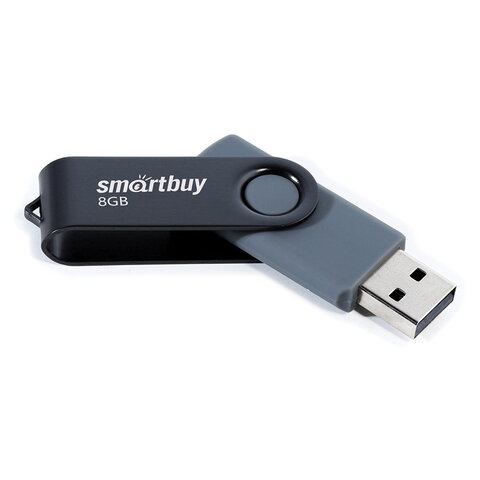 Флеш-диск 8 GB SMARTBUY Twist USB 2.0, черный, SB008GB2TWK