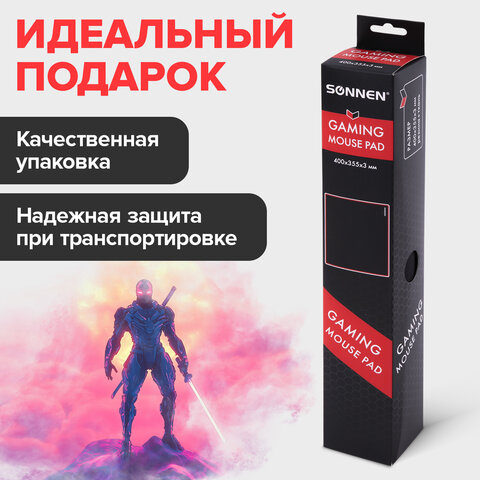 Коврик компьютерный для мыши большой SONNEN "CYBER OUTLAW", ткань + резина, 400х355х3 мм, 513616