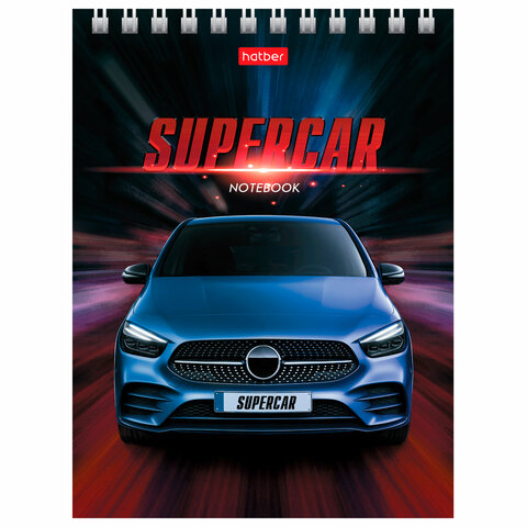 Блокнот МАЛЫЙ ФОРМАТ А6 110х145 мм, 40 л., гребень, лакированная обложка, клетка, HATBER, "Машины", 004666, 40Б6B1гр