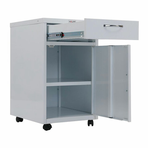 Тумба медицинская подкатная HILFE "МД ТП-2" 710х420х490 мм, с ящиком, цвет белый, S26199402209