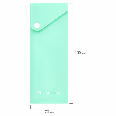 Пенал пластиковый BRAUBERG, 1 отделение, на кнопке, 20x7 см, ассорти, "Pastel", 273770