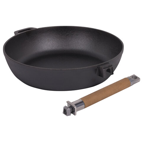 Сковорода сотейник чугунная 28 см со съемной ручкой (подходит для индукции), ГАРДАРИКА, 0328