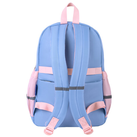 Рюкзак BRAUBERG PASTEL с термонашивками в комплекте, "Friendly bunnies", голубой, 40х29х14 см, 271423