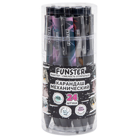 Карандаш механический 0,7 мм с принтом FUNSTER (ФАНСТЕР) "ANIME", корпус soft-touch ассорти, 182059