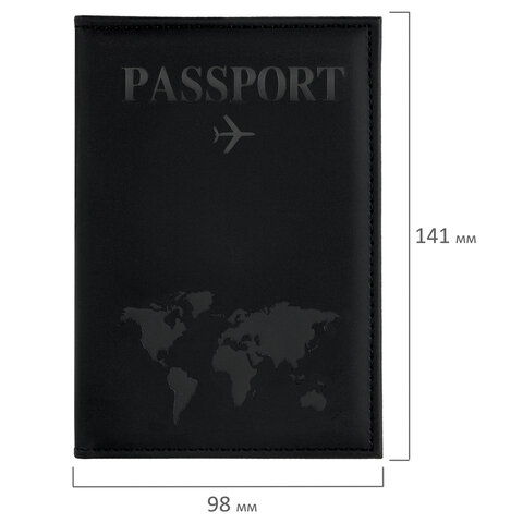 Обложка для паспорта "Passport map", экокожа soft-touch, черная, STAFF, 238760