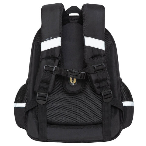 Ранец GRIZZLY анатомическая спинка, c брелоком, для девочек, "NIGHT CAT", 36х28х20 см, RAz-286-1/1