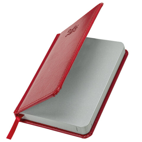 Ежедневник датированный 2026, МАЛЫЙ ФОРМАТ 100х150 мм, А6, BRAUBERG "Rainbow", под кожу, красный, 117256