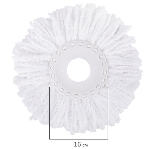 Швабра с отжимом и ведром 7л/5л, отжим центрифуга / рукоятка, 2 круглые насадки, крепление кольцо, бежевый, LAIMA, 607488