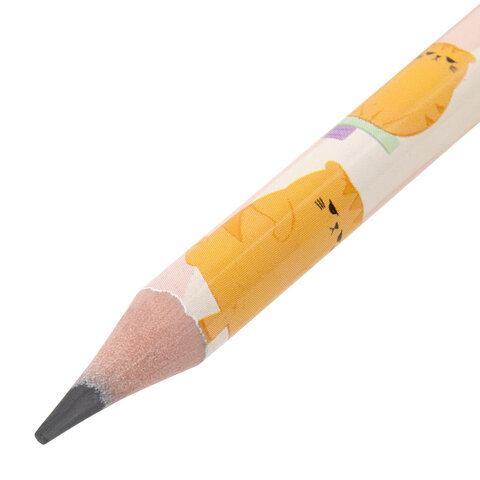Карандаш чернографитный с принтом ЮНЛАНДИЯ "FAT ANIMALS", 1 шт., HB, с ластиком, корпус ассорти, 182012