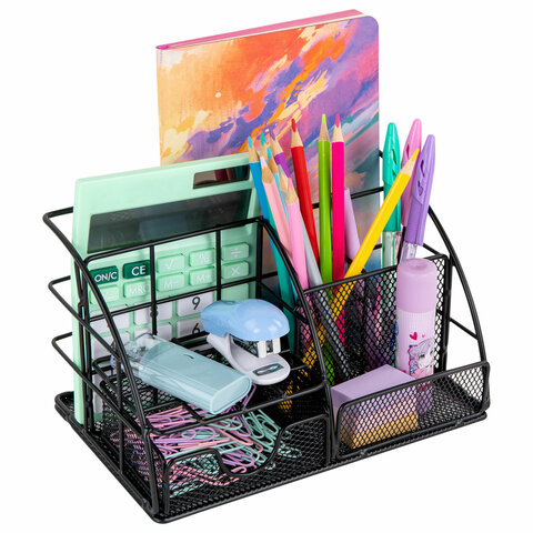 Органайзер для косметики и мелочей металлический 5 секций, MONTE VITA (МОНТЕ ВИТА), 140х220х127 мм, чёрный, 272478