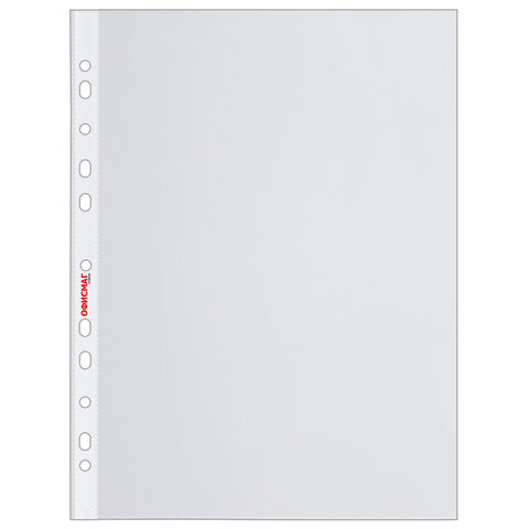 Папки-файлы перфорированные А4 ОФИСМАГ "Стандарт", КОМПЛЕКТ 100 шт., гладкие, 45 мкм, 273010