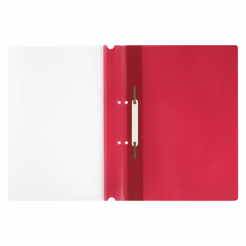 Скоросшиватель пластиковый с перфорацией STAFF, А4, 100/120 мкм, красный, 271718