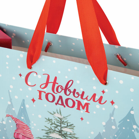 Пакет подарочный (1 шт.) новогодний, 27х11х20 см, с изображением СНЕГОВИКОВ и ГНОМОВ, ассорти, ЗОЛОТАЯ СКАЗКА, 592117