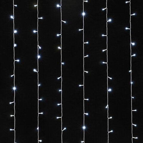 Электрогирлянда-занавес комнатная "Штора" 3х2 м, 144 LED, холодный белый свет, 220 V, ЗОЛОТАЯ СКАЗКА, 591351