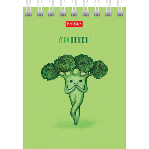 Блокнот МАЛЫЙ ФОРМАТ А7 75х105 мм, 60 л., гребень, картон, клетка, HATBER, "Йога-Фитнес", 066625, 60Б7В1гр