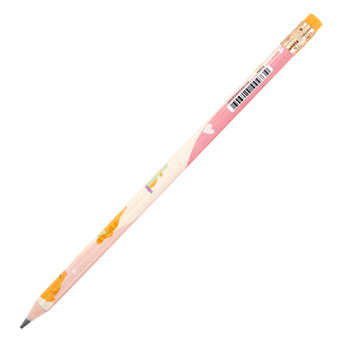 Карандаш чернографитный с принтом ЮНЛАНДИЯ "FAT ANIMALS", 1 шт., HB, с ластиком, корпус ассорти, 182012