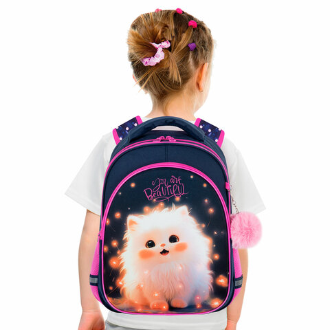 Рюкзак BRAUBERG OPTIMA, 2 отделения, с брелоком, "Tiny beauty", 36х27х18 см, 273155