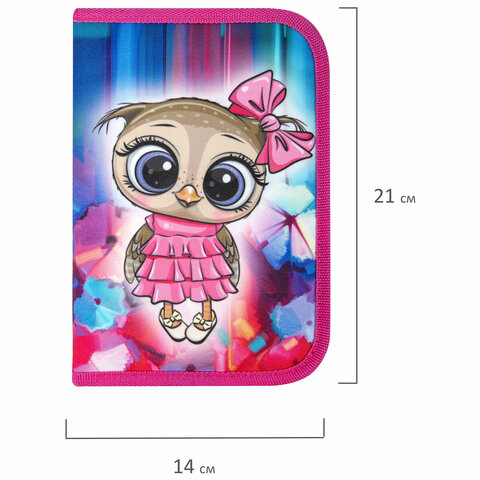 Пенал BRAUBERG, 1 отделение, 2 откидные планки, полиэстер, 21х14 см, "Wonderful night", 270717