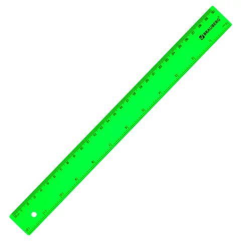 Линейка пластиковая 30 см, BRAUBERG, неоновая, ассорти, 210839