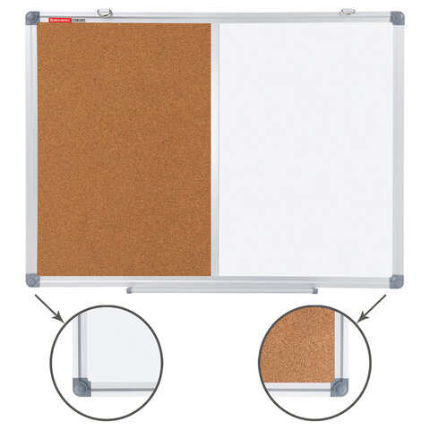 Доска комбинированная: магнитно-маркерная, пробковая для объявлений 45х60 см, BRAUBERG Extra, 238182