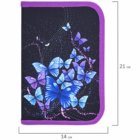 Пенал BRAUBERG, 1 отделение, 1 откидная планка, полиэстер, 21х14 см, "Fly Always", 271520