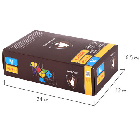 Перчатки латексные смотровые 25 пар (50 шт.), размер M (средний), синие, SAFE&CARE High Risk DL/TL210