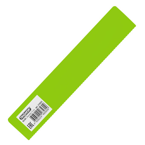 Линейка пластиковая 15 см, ПИФАГОР, неоновая, ассорти, с волнистым краем, 210825