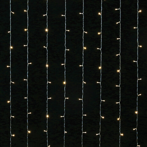Электрогирлянда-занавес комнатная "Штора" 3х2 м, 144 LED, теплый белый свет, 220 V, ЗОЛОТАЯ СКАЗКА, 591350