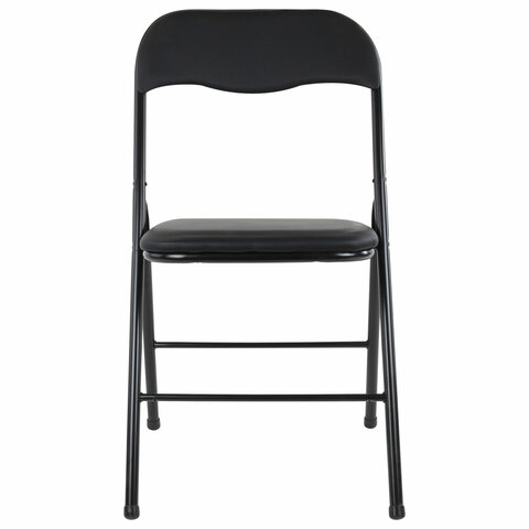 Стул складной BRABIX "Golf CF-007", черный каркас, кожзам черный, гофрокороб, 533024